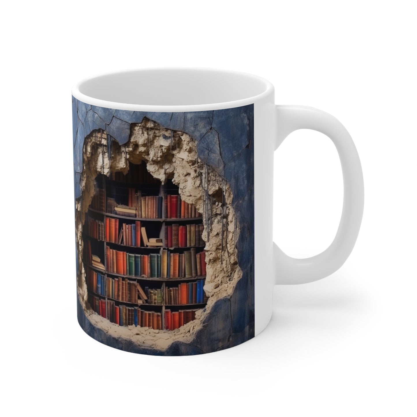 11 oz Book Mug, 3D Effect Realistic Books Mugs, Book Lover Gift, Book Lover Mug, 3D Effect Mug, Cracked Mug Design, Creative Gift, Mug