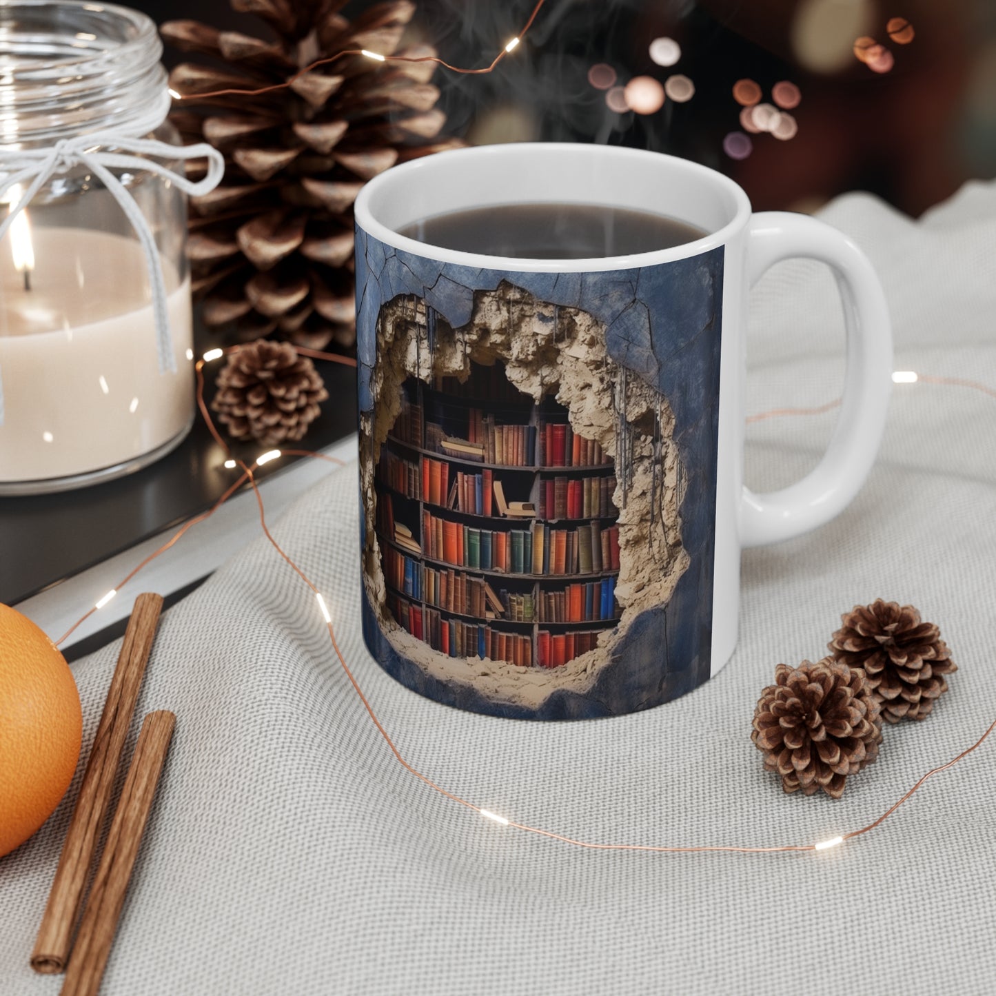 11 oz Book Mug, 3D Effect Realistic Books Mugs, Book Lover Gift, Book Lover Mug, 3D Effect Mug, Cracked Mug Design, Creative Gift, Mug