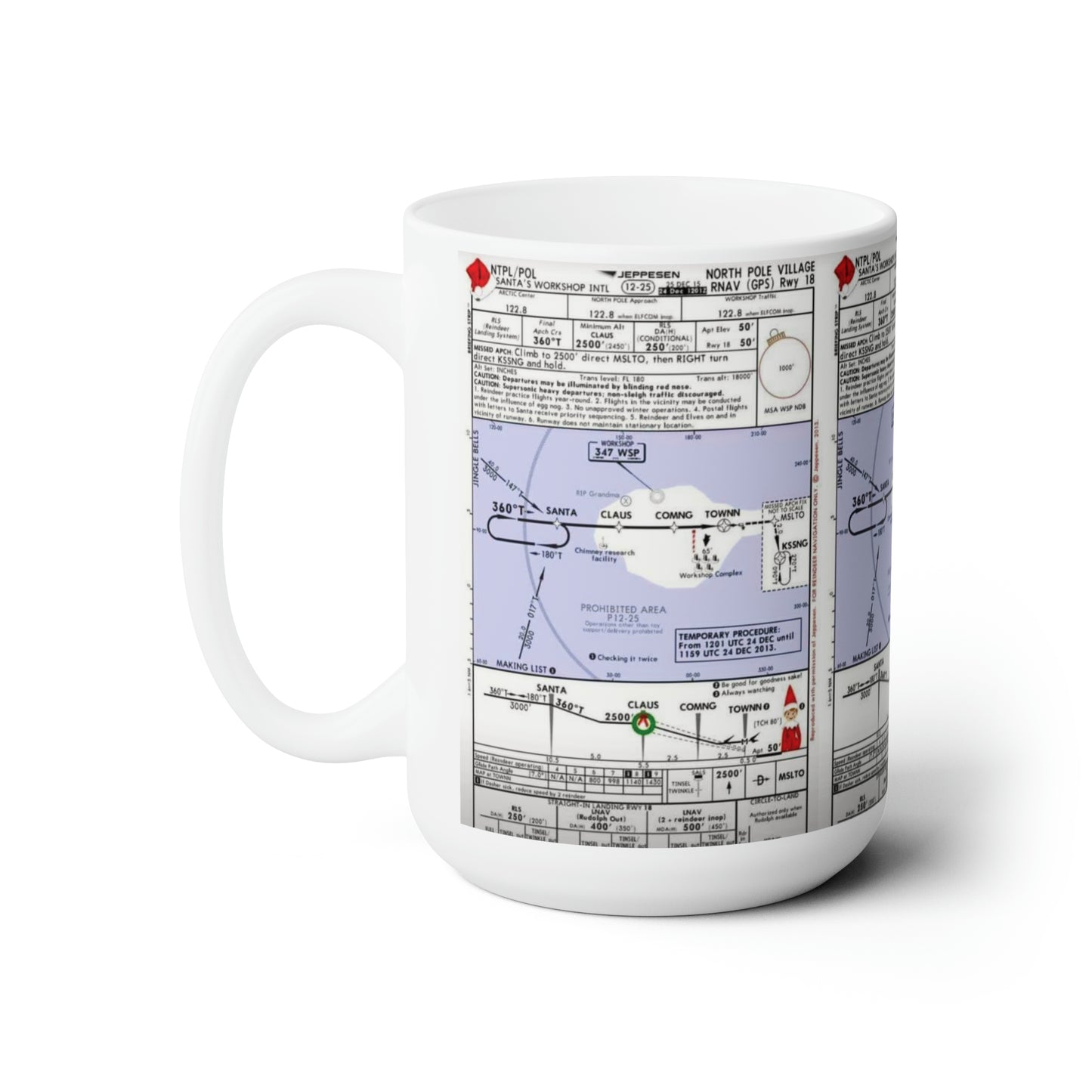 Santa Claus Aviation Chart, Sant Is Coming To Town, Jeppesen Aviation Chart, Pilot Mug, Pilot Gift, Sectional Chart, FBO, Flight School