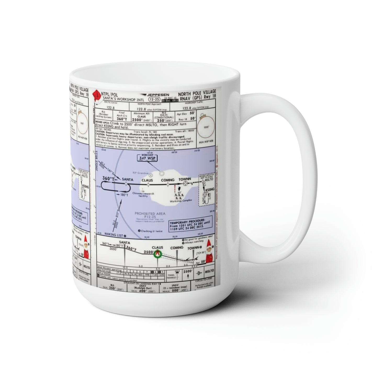 Santa Claus Aviation Chart, Sant Is Coming To Town, Jeppesen Aviation Chart, Pilot Mug, Pilot Gift, Sectional Chart, FBO, Flight School