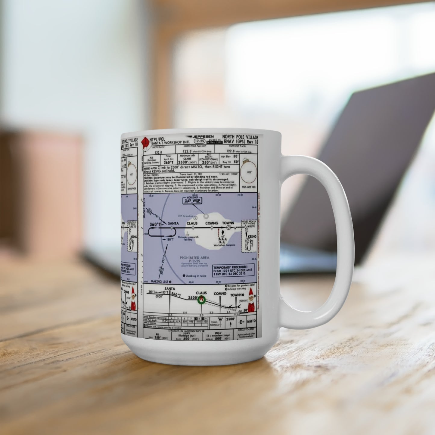 Santa Claus Aviation Chart, Sant Is Coming To Town, Jeppesen Aviation Chart, Pilot Mug, Pilot Gift, Sectional Chart, FBO, Flight School