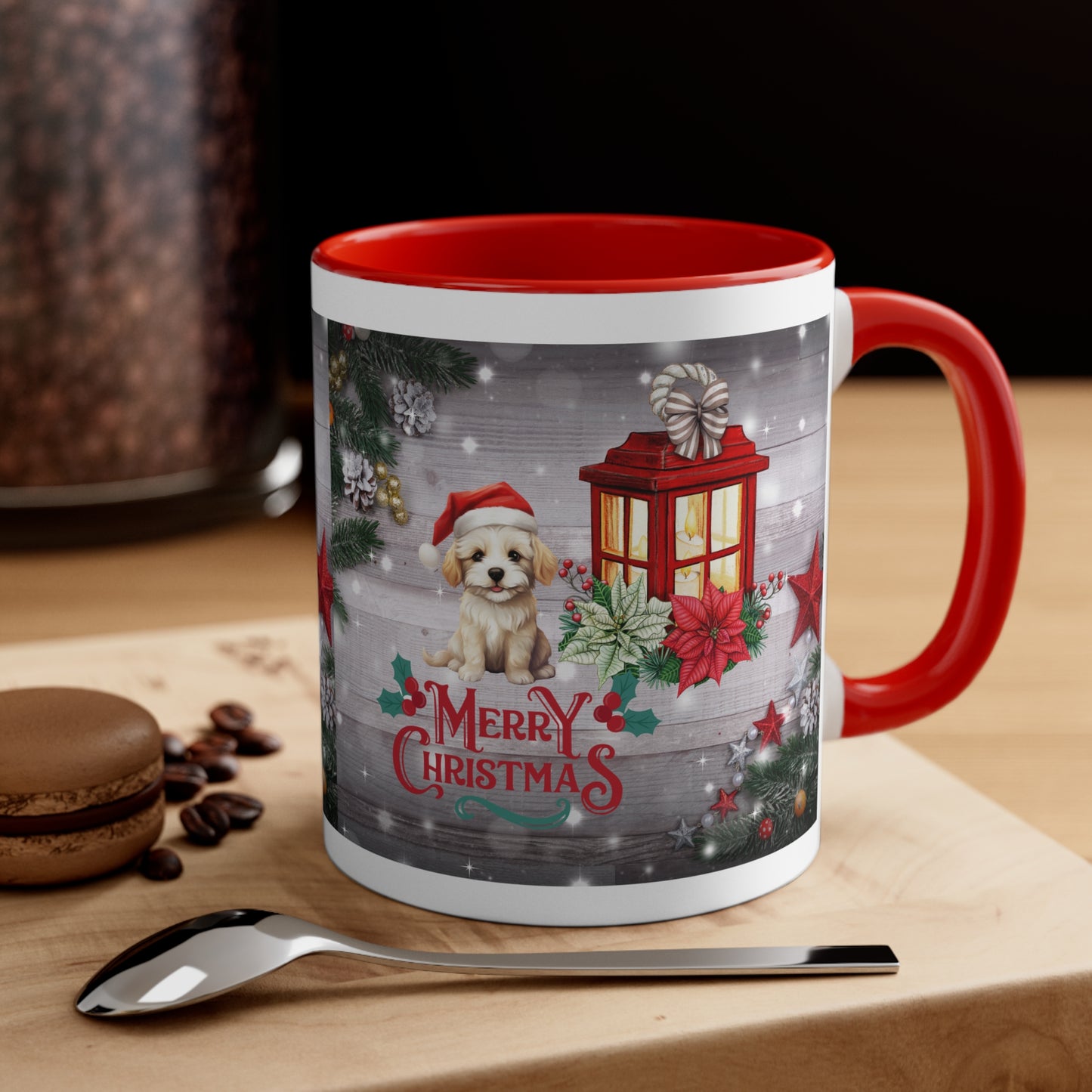 Christmas mug, hot cocoa mug, puppy, coffee mug, mom mug, relaxation mug, tea mug, Christmas time Mug, Holiday Mug, Bucks County