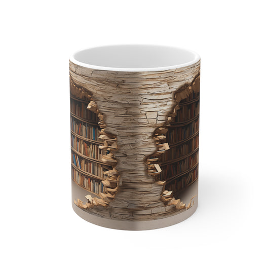 Book Mug, 3D Effect Realistic Books Mugs, Book Lover Gift, Book Lover Mug, 3D Effect Mug, Cracked Mug Design, Creative Gift, Creative Mug