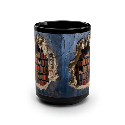 15 oz Book Mug, 3D Effect Realistic Books Mugs, Book Lover Gift, Book Lover Mug, 3D Effect Mug, Cracked Mug Design, Creative Gift