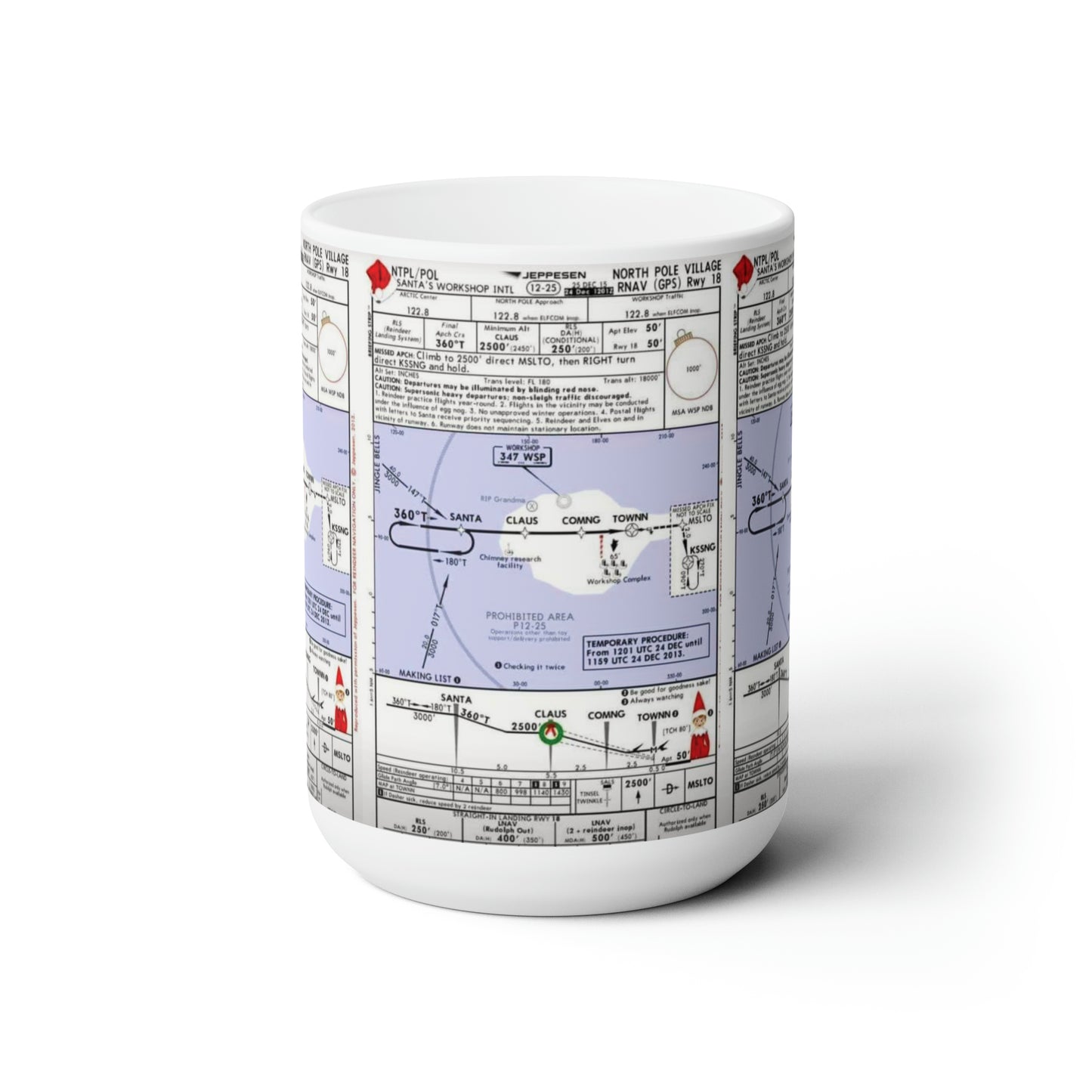 Santa Claus Aviation Chart, Sant Is Coming To Town, Jeppesen Aviation Chart, Pilot Mug, Pilot Gift, Sectional Chart, FBO, Flight School