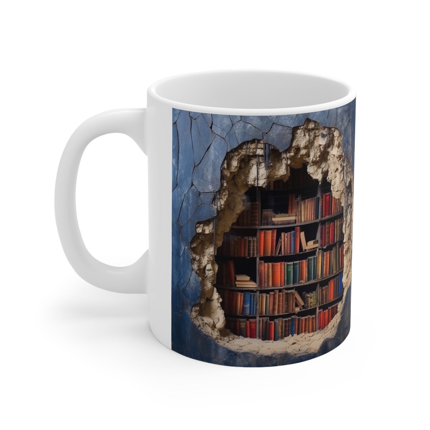 11 oz Book Mug, 3D Effect Realistic Books Mugs, Book Lover Gift, Book Lover Mug, 3D Effect Mug, Cracked Mug Design, Creative Gift, Mug