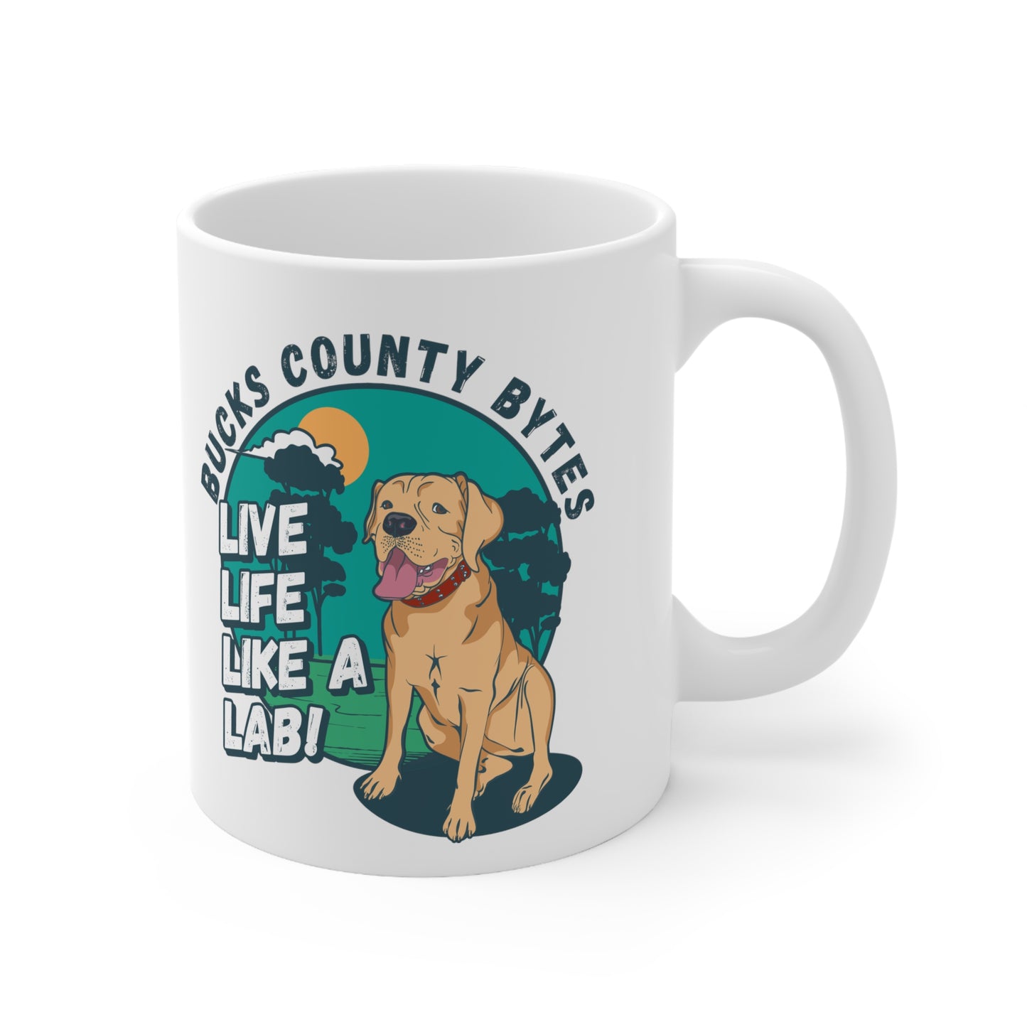 Bucks County Bytes coffee mug with Calypso as a Cartoon!