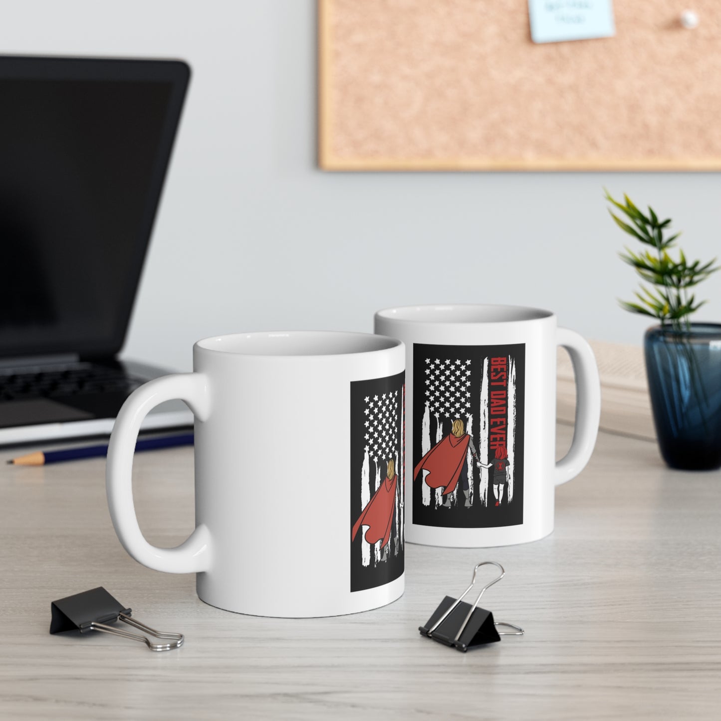 SuperHero Coffee Mug with Thor and young Black Widow, Best Dad Ever Mug for Father's Day or Gift anytime