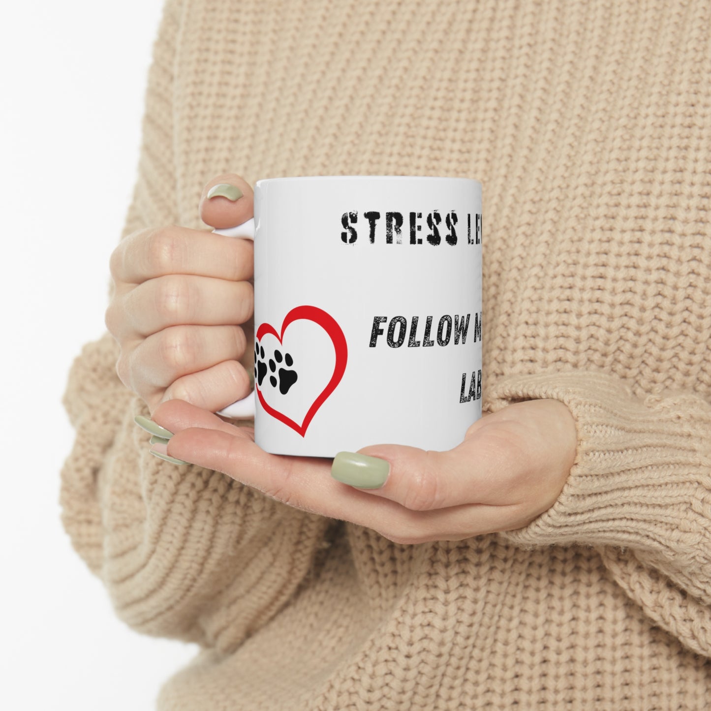 Stress Level High? Follow Me To The Lab Coffee Mug, 11 oz.