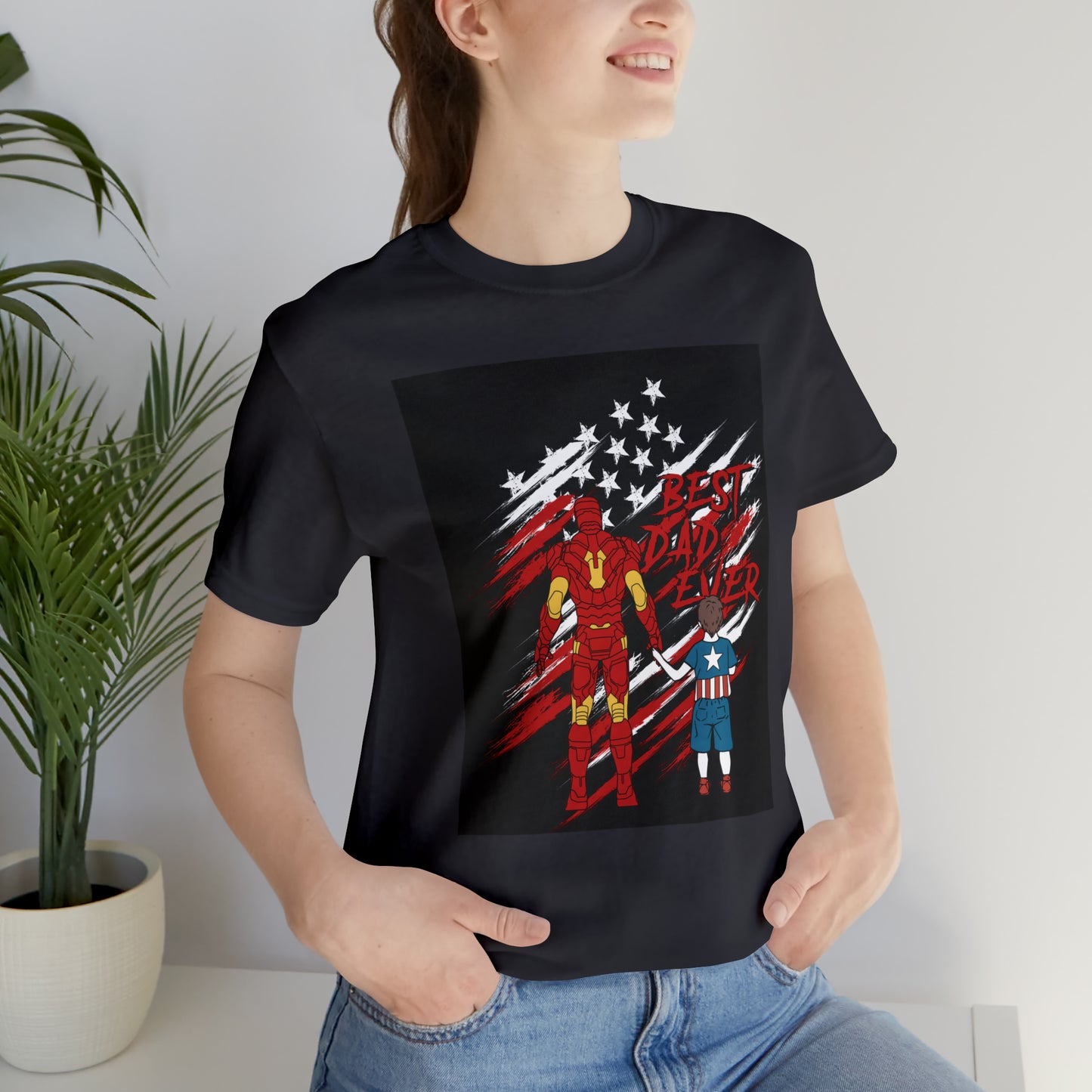 Best Dad Ever Superhero T-Shirt, Iron Man and Captain America