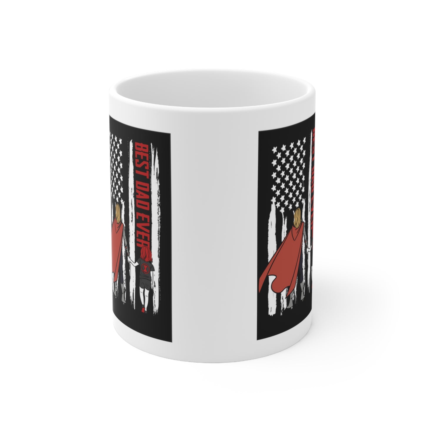 SuperHero Coffee Mug with Thor and young Black Widow, Best Dad Ever Mug for Father's Day or Gift anytime