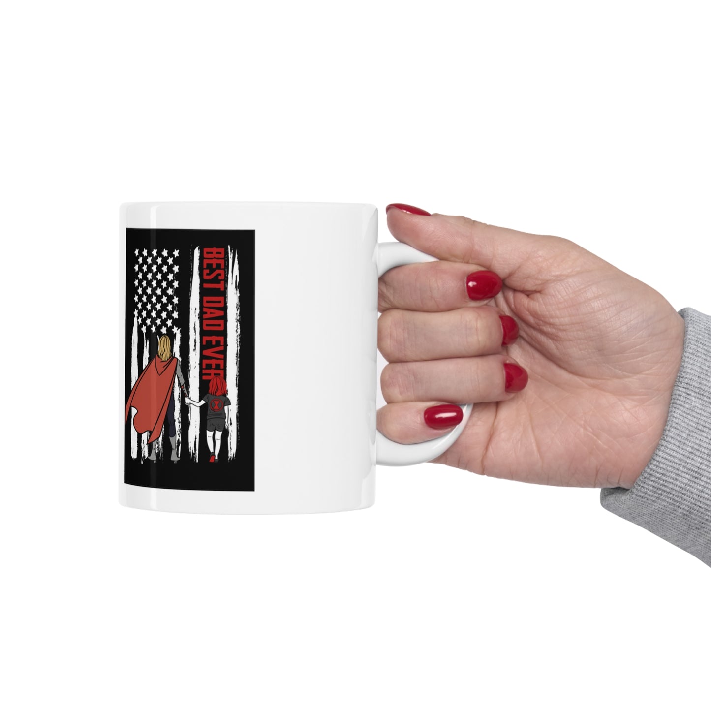 SuperHero Coffee Mug with Thor and young Black Widow, Best Dad Ever Mug for Father's Day or Gift anytime